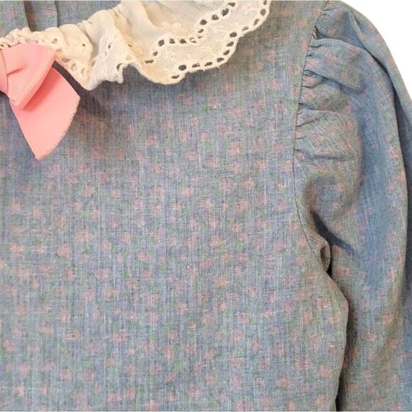 Vintage Girl's Atlanta Mills Inc Blue Ditzy Floral Collared Dress - Picture 5 of 7